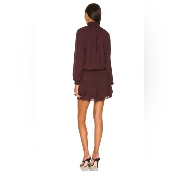 Kris Smocked Turtleneck Dress in Burnt/Wine Size M - Picture 2 of 7